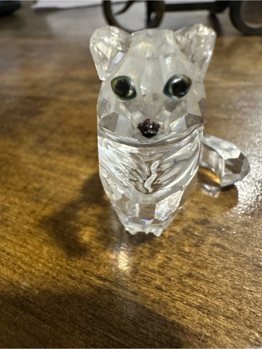 Swarovski Crystal Cat Figurine with Dark Accent Eyes